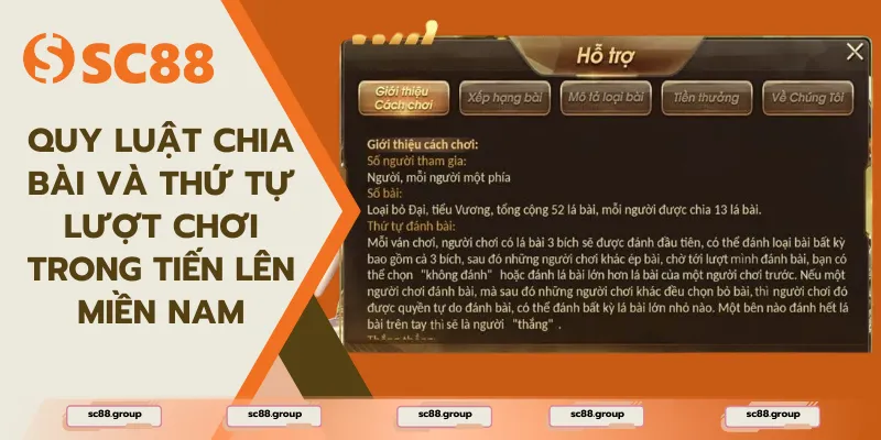 Quy luật chia bài và thứ tự lượt chơi trong Tiến lên Miền Nam